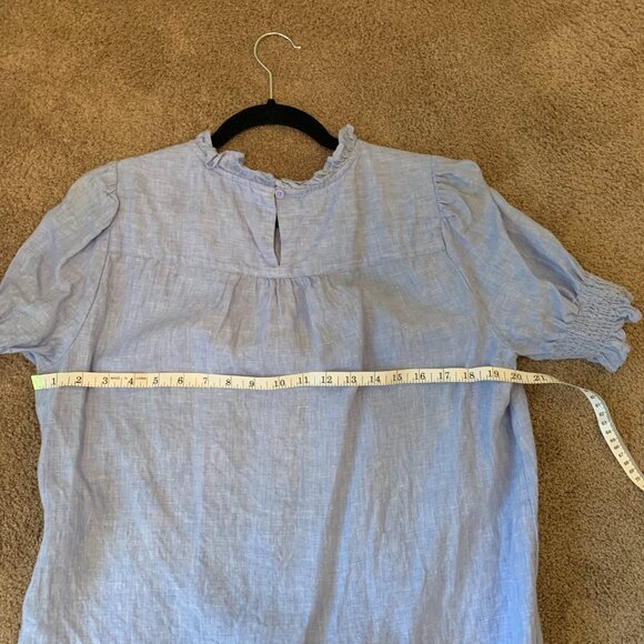 J. Crew Linen Ruffle Collar Blouse (M, French Blue) - Picture 5 of 6